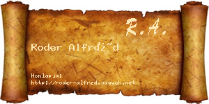 Roder Alfréd névjegykártya
